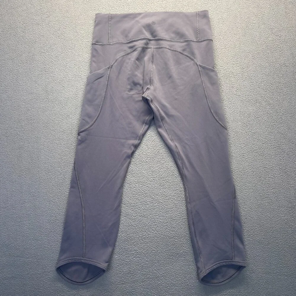 Athleta Cropped Capri Leggings Size M Athletic Pockets 79152 Gray,Running,Comfor